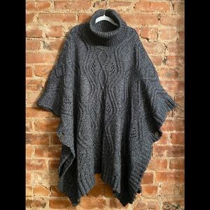 Heathered blue Poncho sweater